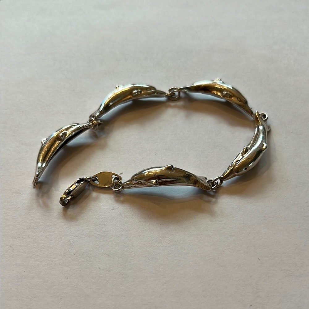 Elegant Sterling Silver Dolphin Bracelet